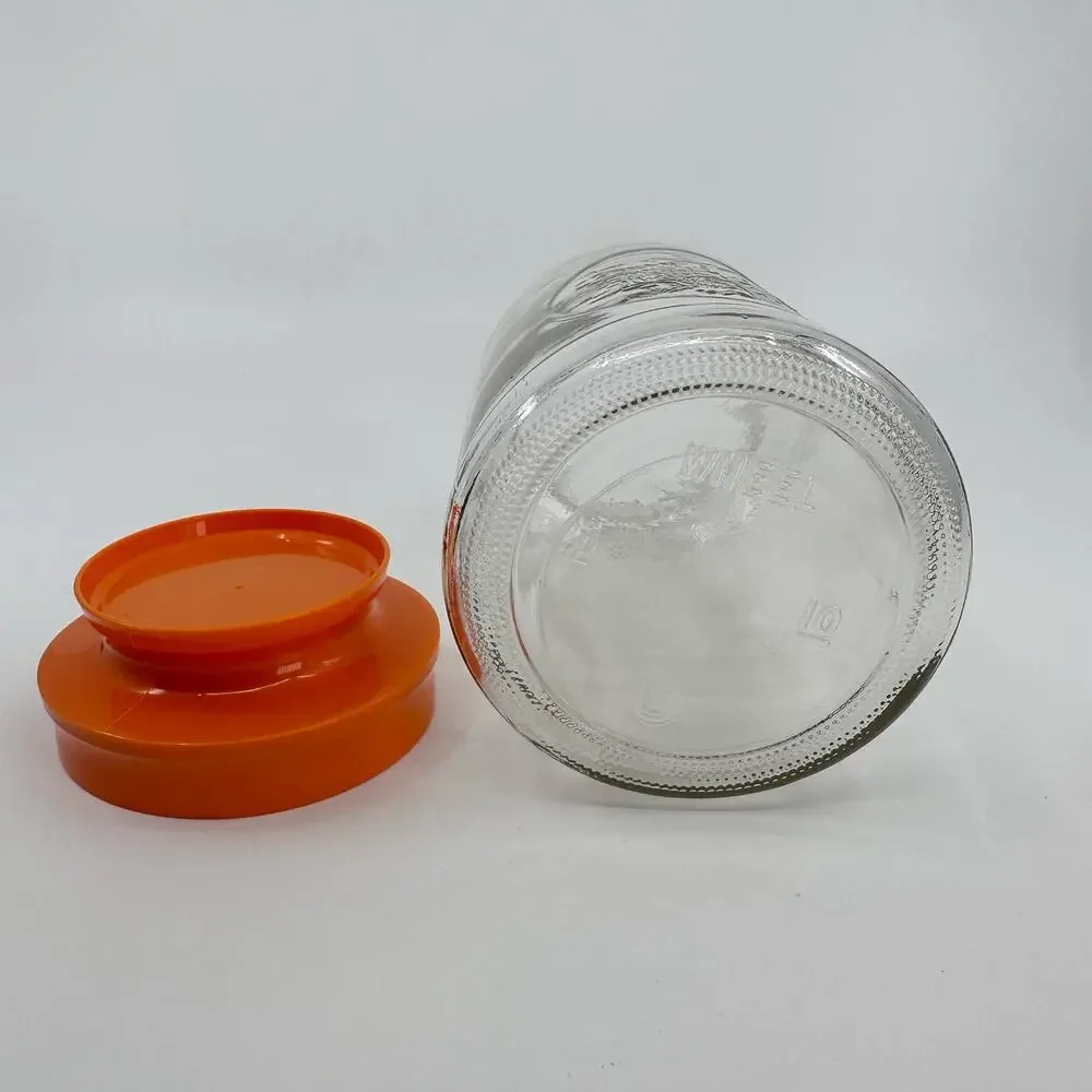 Vintage Anchor Hocking Orange Juice Jar With Lid Carafe 1970s Kitchen Canister